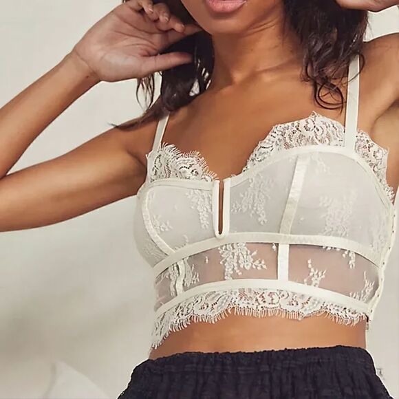 FP Intimately - S, M - Layer in Lace Bustier Underwire Bra Ivory Free People - Picture 1 of 9